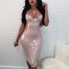 2021 Fashion Women's Leather Latex Sleeveless Suspender Dress Zipper Split Tie Mirror Nightclub Dress