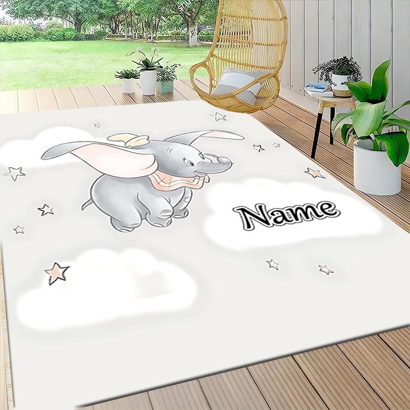 Custom Name "Baby Dumbo Adventure" Carpet Rug Customizable Soft Washable Anti-Slip Home Living Room Sofa Mats Personalized Rug. 0909387