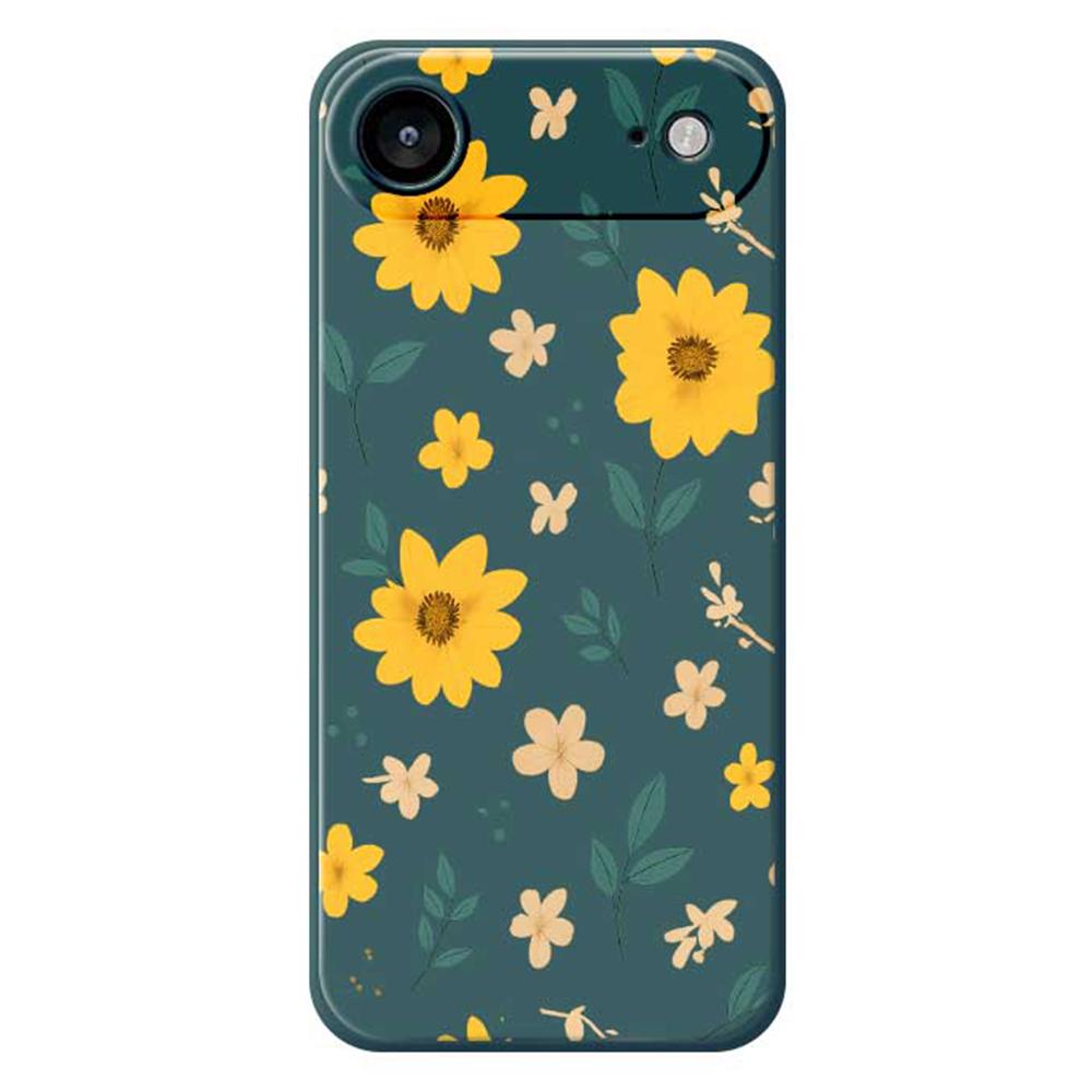 For iPhone 17 Air Case Yellow Floral and Leaves Pattern Printing Straight Edge TPU Phone Back Cover