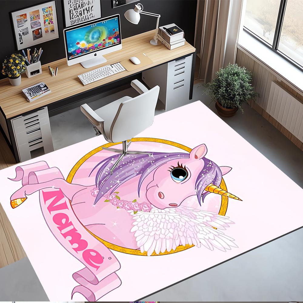 Custom Name Unicorn Printed Carpet,Rug for Office Chair Living Room Bedroom Kitchen Room Decor Gifts.
