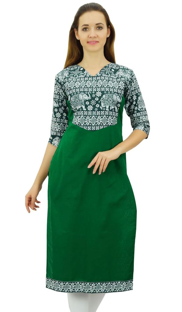 Phagun Женская хлопковая дизайнерская черная туника Kurta Ethnic с рукавами 3-4 Kurta-10