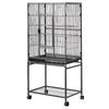 VEVOR Bird Cage, 625 x 425 x 1370 mm, Flat Top, Wrought Iron Bird Flight Cage with Perches, Slide-Out Tray and Plastic Feeders, Casters, for Parrot