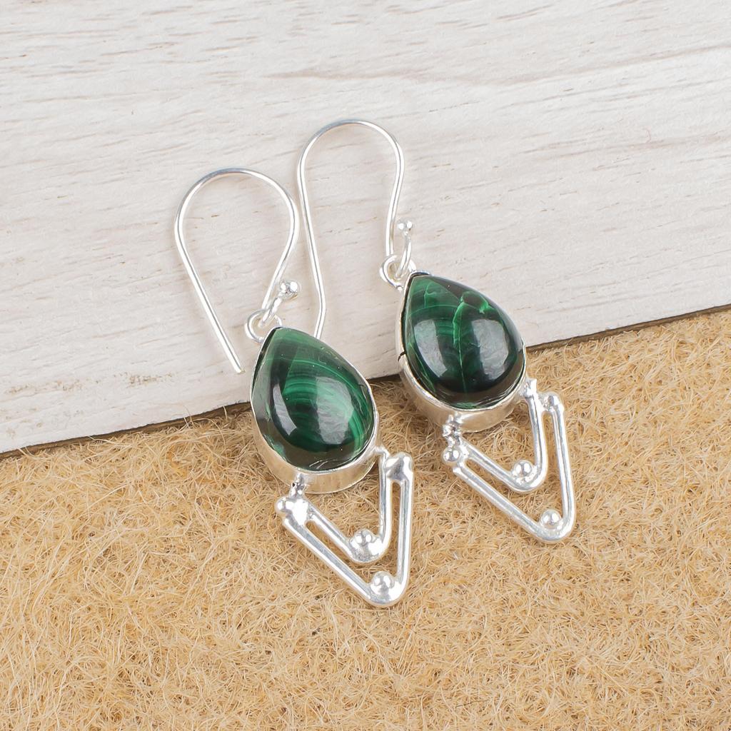 Серьги с малахитом, ювелирные изделия из стерлингового серебра 925 пробы, подарок для женщин, серьги ручной работы, ювелирные изделия с драгоценными камнями