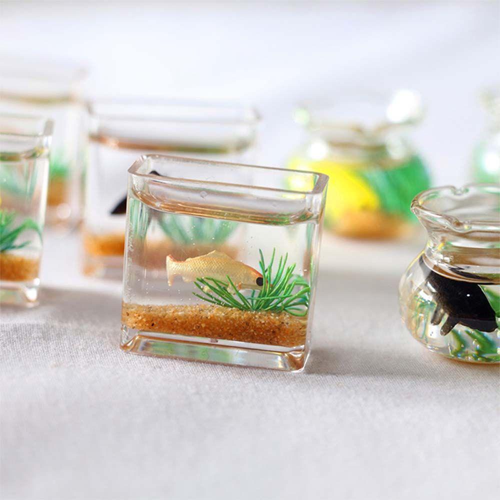 Pretend Toy Glass Fish Tank Model Miniature Fish Bowl Dollhouse Miniature Miniature Fish Tank