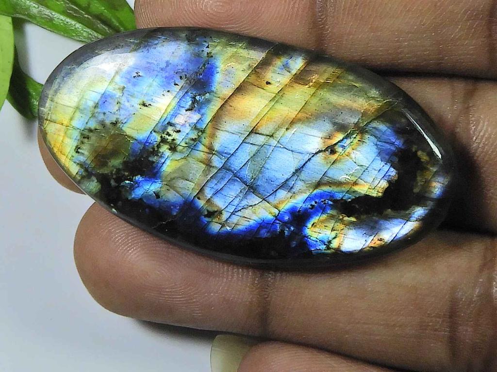 27X42MM Natural Labradorite Multi Purple Oval Cabochon Loose Gemstone 83Cts. SK-4047