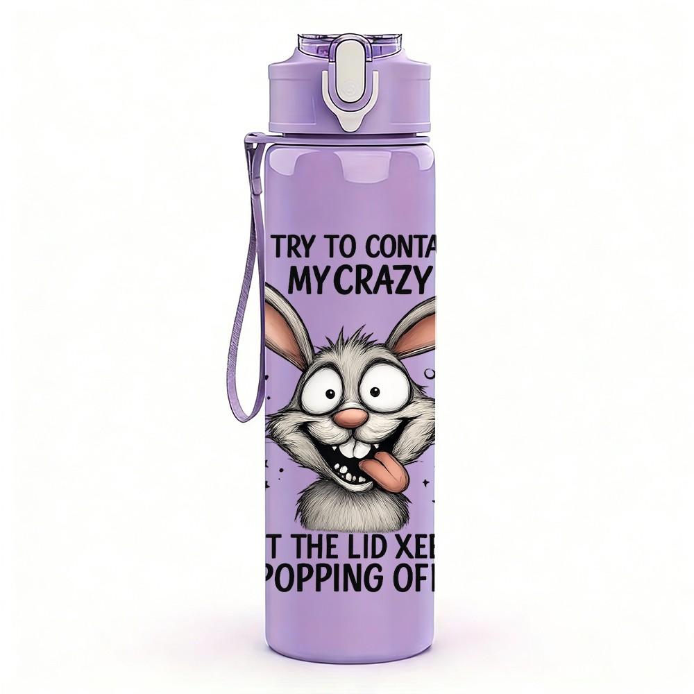 1PC Try To Unseen Rabbit Cartoon 750ml Color Plastic Sports Water Bottle Leakproof Flip Straw Lid Suitable for Sports Office Home Use