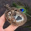 Mud Crack Fossil Handmade Copper Wire Wrap Jewelry Pendant 3.62 d9P25