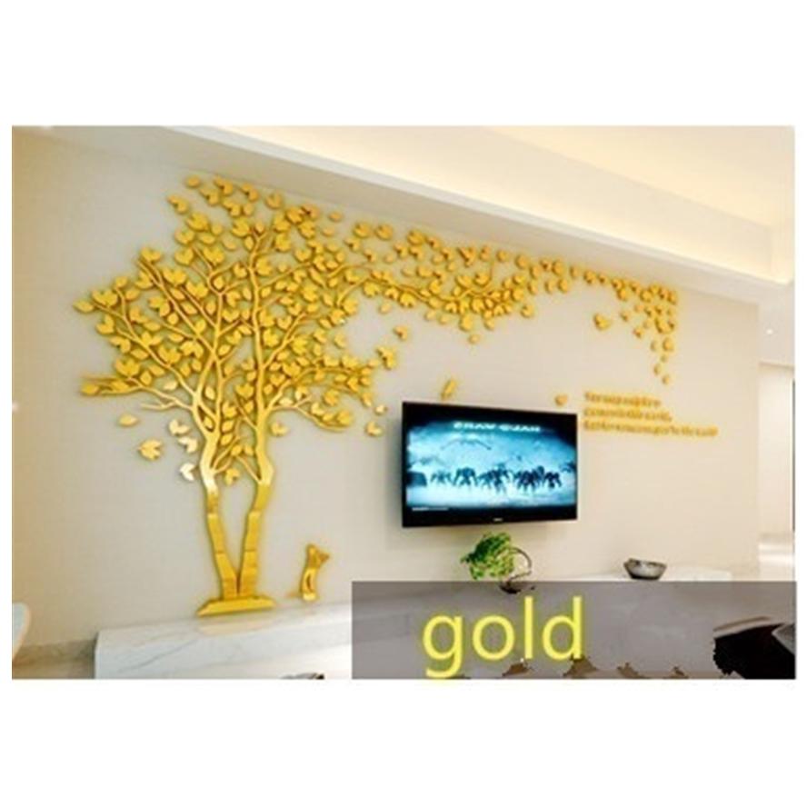 Зеркало Гостиная Наклейки на стену Дерево Стерео ТВ Диван Фон Кристалл Наклейки на стену