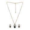 Fashion Estele Drop Shape Pendant Set with Gold and Rhodium Plated and Emerald Stone for Women/Girls