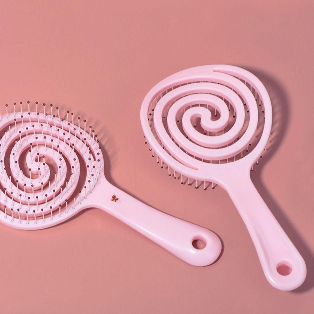 Парикмахерская расческа в форме леденца-макарона с отверстием для подвешивания, массажная расческа для кожи головы, однотонная щетка для волос для девочек