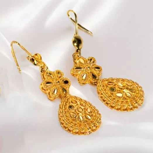 Gifts Dubai Jewelry Sets Plated African Bridal Jewelry Sets Gold Color Necklace Earring Set  Bride