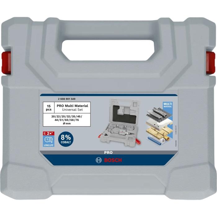 Coffret de scies trépans BOSCH PROFESSIONAL - PRO Multi Material - 15pcs - 20 a 76mm - Pour perceuses et visseuses