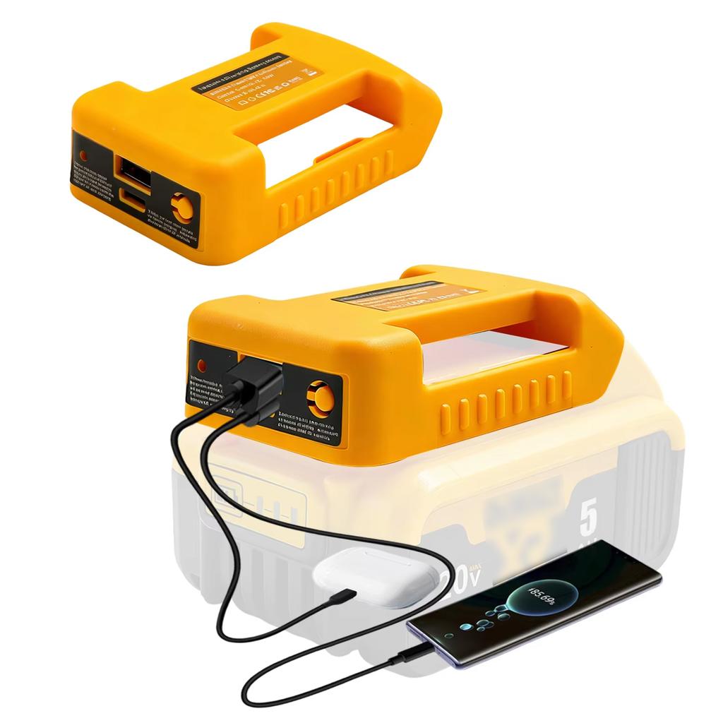 НОВЫЙ USB-адаптер-зарядное устройство для литиевых аккумуляторов Dewalt 18V 11V, портативный, с портом Type-C, быстрая зарядка, стойка-держатель для хранения аккумуляторов, чехол