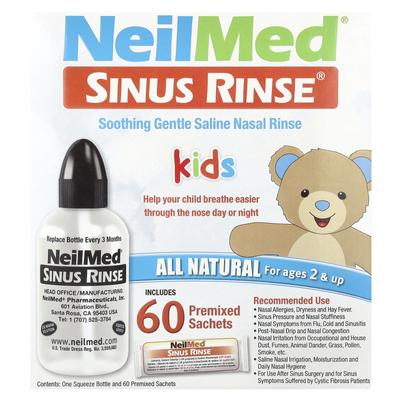 Детский, Sinus Rinse®, Возраст 2+, 1 контейнер для промывания, 60 пакетиков с предварительно смешанным раствором