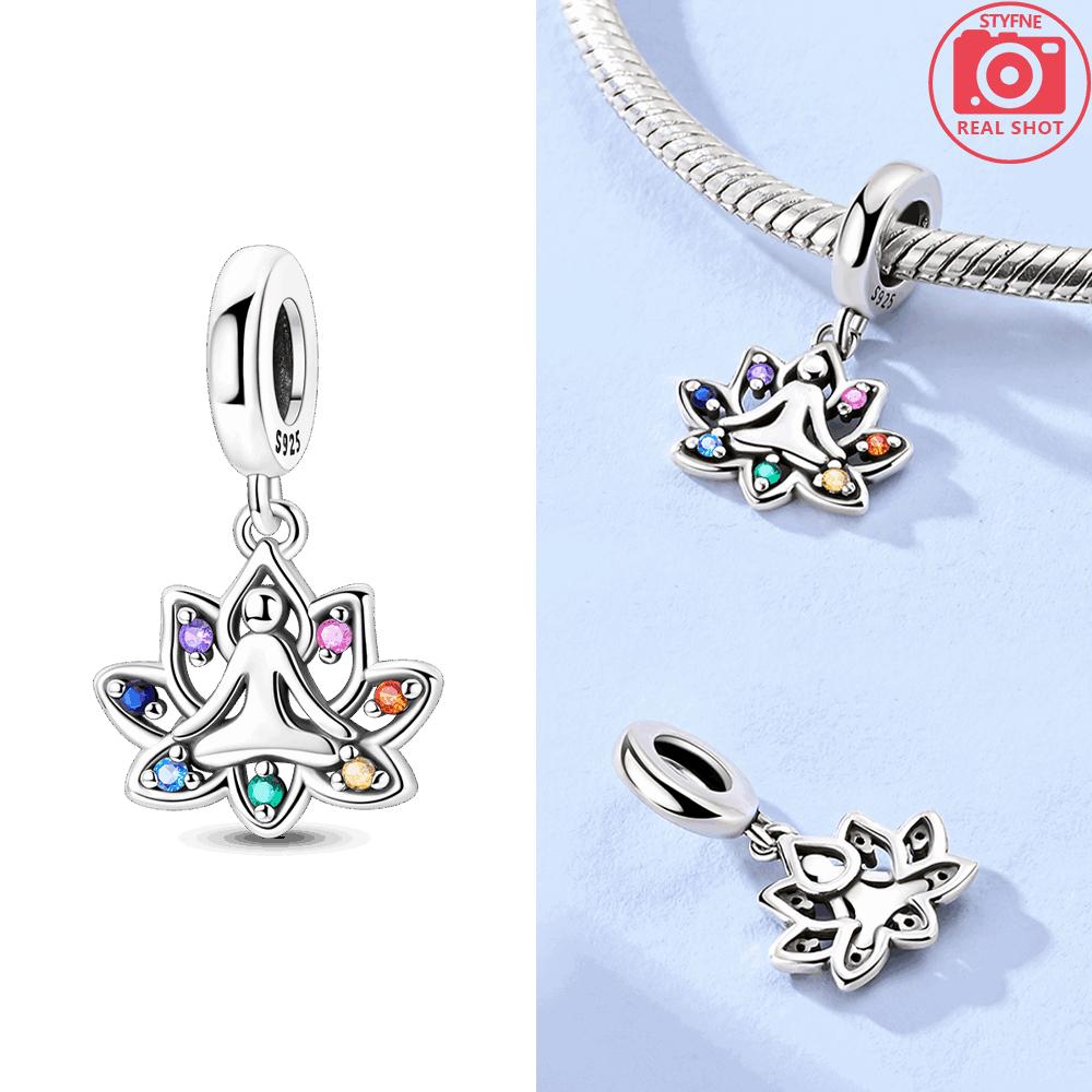 Оригинальные шармы медно-розовый цвет вишни и подвеска-бусина с голубой орхидеей подходят для браслета женские украшения изящный аксессуар подарок своими руками