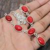 Italian Red Coral Gemstone 925 Sterling Silver Handmade Wonderful Jewelry Necklace