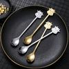 Cute Animal Handle Spoon Stainless Steel Coffee Spoon, Long with Bull Head Decor, Gold Multifunctional Stirring for Milk Tea Yogurt Jam Acid