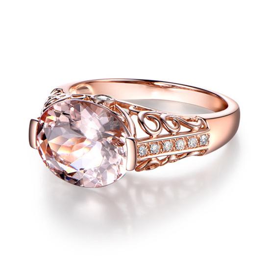 Женское кольцо из искусственного морганита с полыми ювелирными изделиями, гальваническое долговечное кольцо на палец