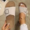 Women's Shoes 2024 Fashion Basic Women's Slippers Hot Selling Large Size Casual Slippers Summer Open Toe Solid Color Flat Bottom