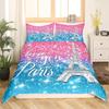 Watercolor Blue Sequin Duvet Cover Queen King Size Girls Teen Bedding Set Eiffel Tower Ombre Diamond Quilt Cover Home Decor