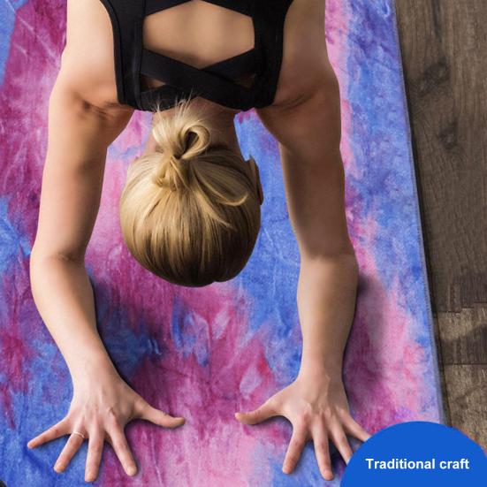 Yoga Towel Sweat Absorption Extra Soft Non-Slip Washable Non-Fading Superfine Fiber Workout Towel Yoga Mat with Anti-slip Grip Dots for Gym