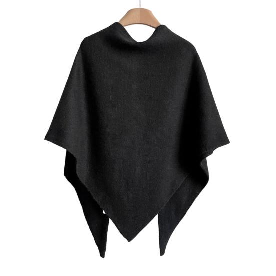 Women Shawl Wraps Solid Color Winter Neck Warm Knitted Cardigan Cape Imitation Wool Cashmere Shoulder Poncho Coat Shawl Scarf