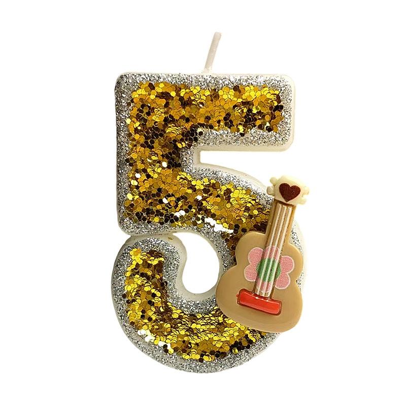Creative Styling Design Cool Guitar Digital Candle Color Bright Birthday Cake Candle Decoration