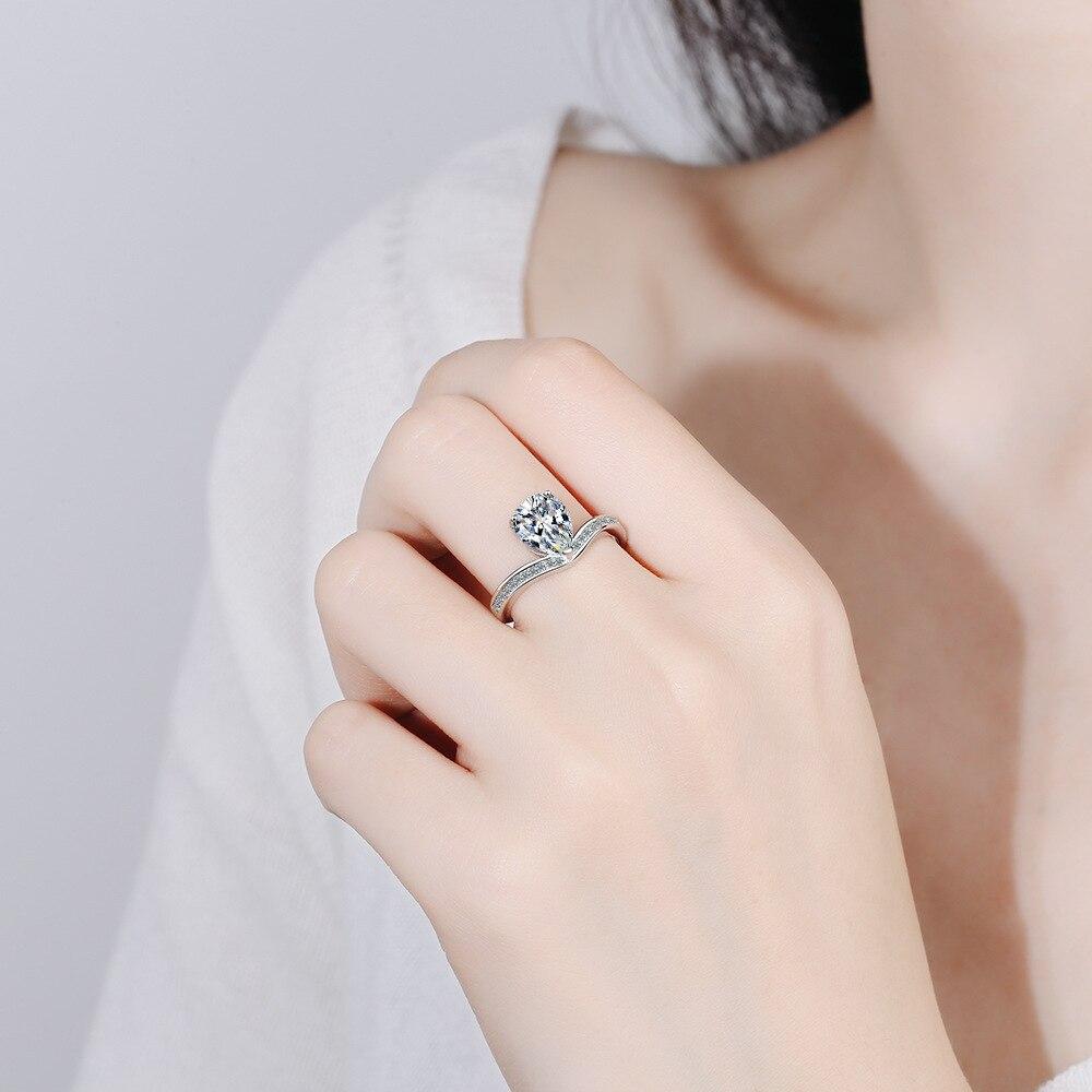 925 Sterling Silver Ring Zircon Water Drop Wedding Jewelry Rings Engagement For Women Girls Jz003