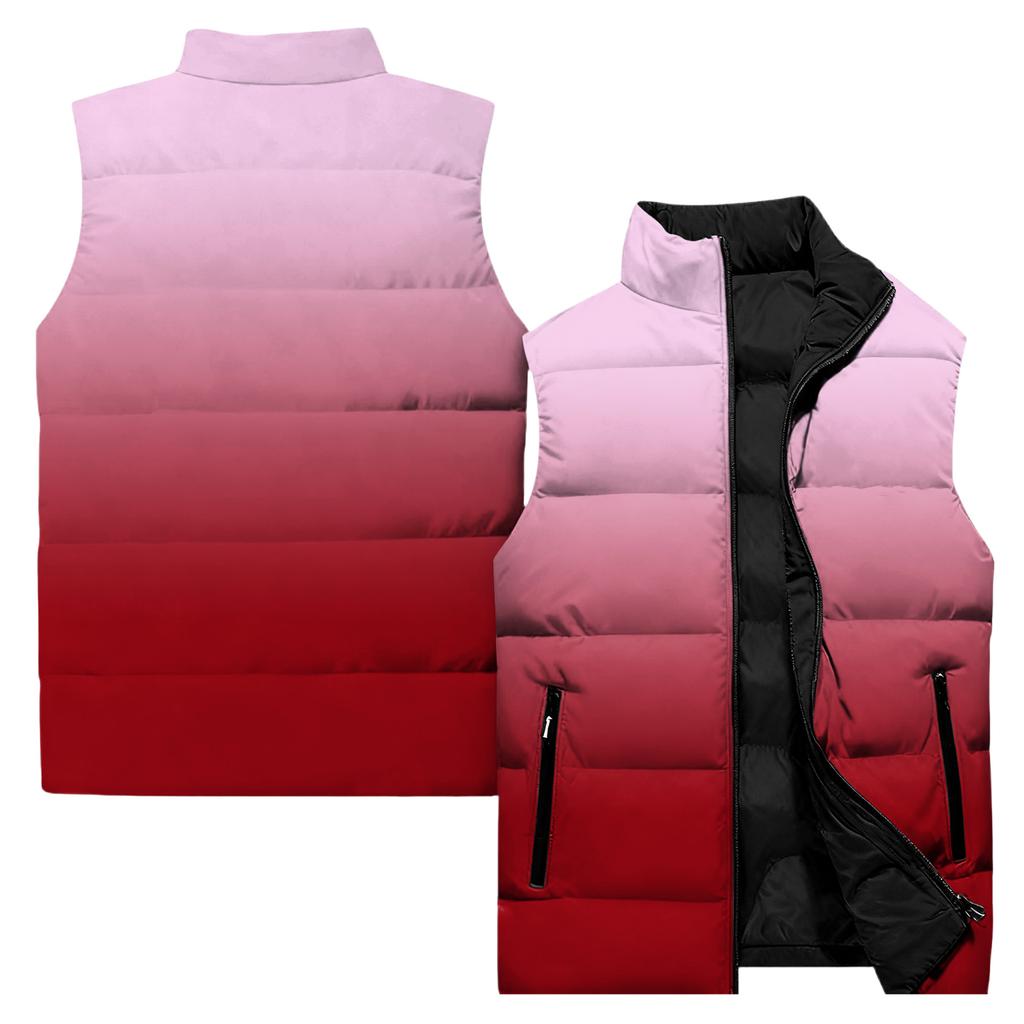 Ladies' Casual And Fashionable Sleeveless Vest Gradient Color Printing Cotton Jacket