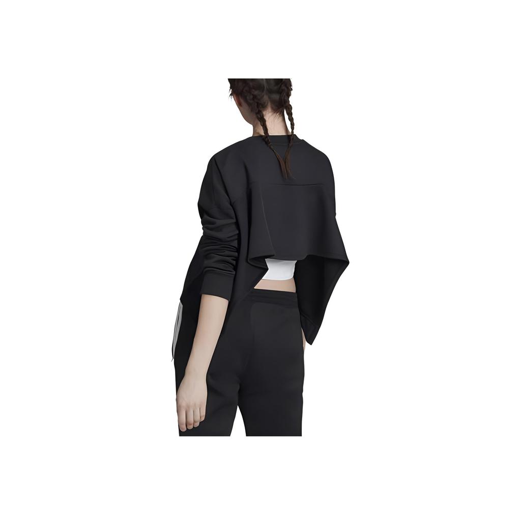 Adidas Оригинальный круглый вырез пуловер укороченный свитшот женский свитшот черный ED4775