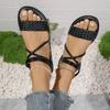 Large Size Sandals Women Summer Outer Wear Fashion Hundred Woven Flat Roman Sandals