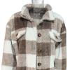 Fall Winter Women Jacket with Fake Pockets Contrast Color Plaid Print Plus Size