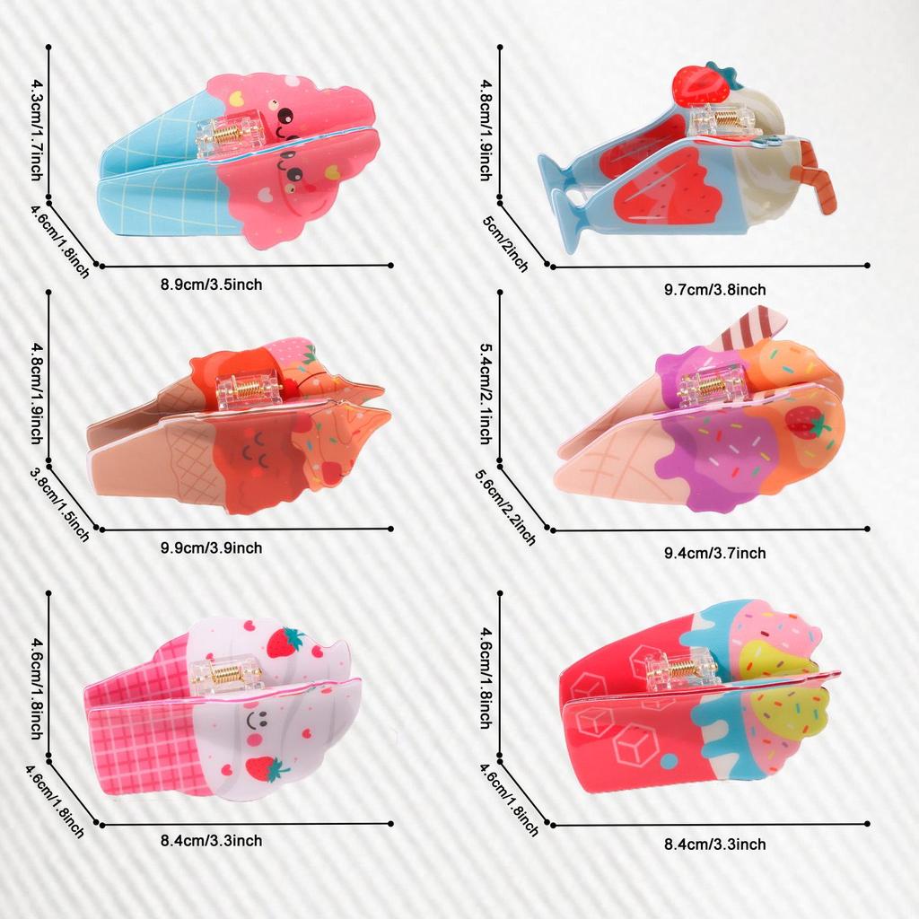 Bamboo Yao Cute Ice Cream Cake Claw Clip - Fun Dessert Hair Accessory for Women