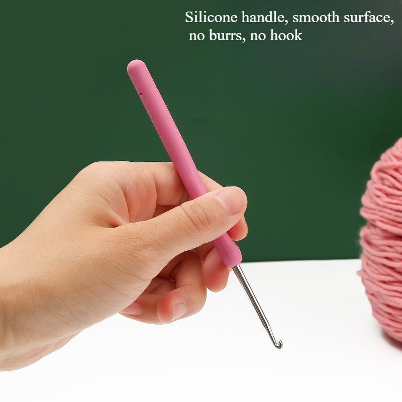 2.0мм-6.0мм Розовый TPR Алюминиевый Набор Крючков для Вязания Спицы Мягкая Ручка Свитер Шарф Швейные Иглы Инструменты для Вязания