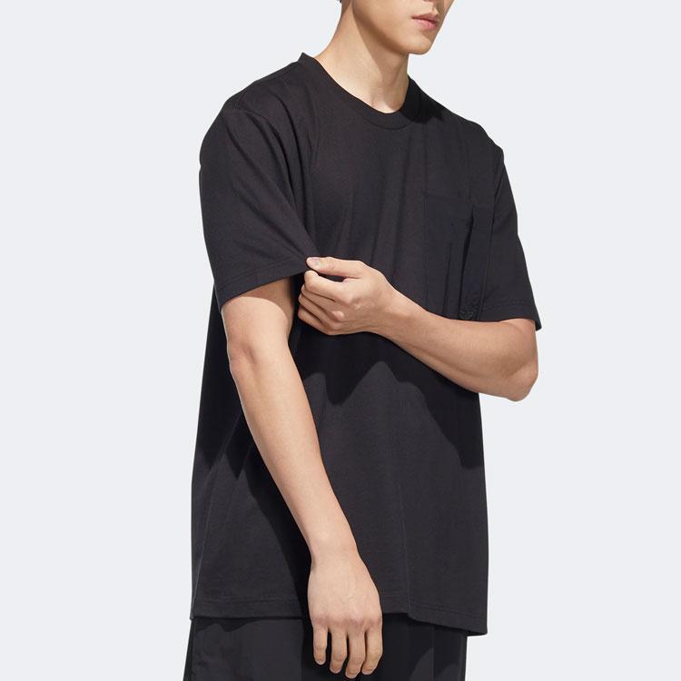 Adidas Оригинальные однотонные повседневные спортивные футболки с круглым вырезом и трилистником, мужские топы, черные HM8008