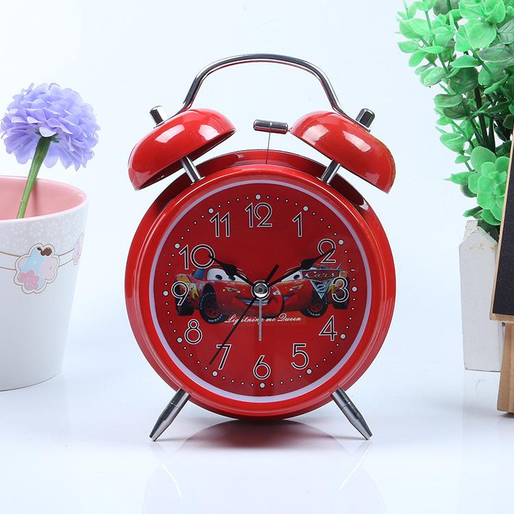 1 inch metal spray paint cartoon car red and black alarm clock night light creative bell children's school clock