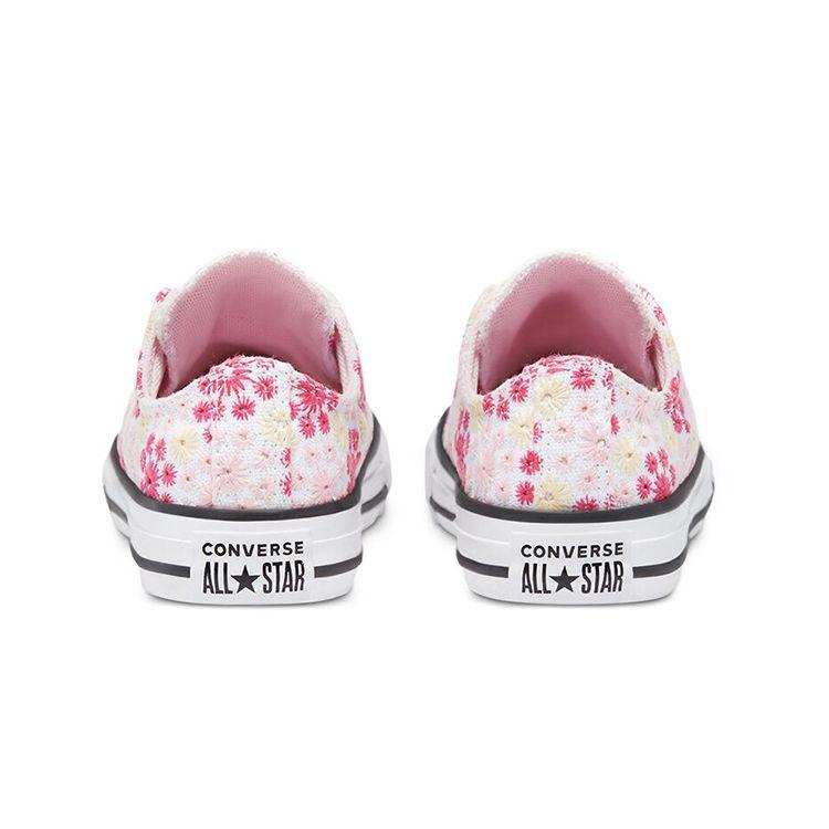 Converse Chuck Taylor All Star Low Top Kids Canvas Shoes Embroidered Pink And White Kids Sneakers 671287C