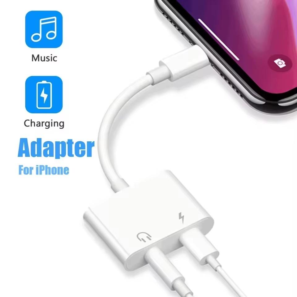 Адаптер-разветвитель 2 в 1 на 3,5 мм Jack для аудио и зарядки для iPhone X XS 11 12 13 14 Pro Max XR Разъем для наушников Аудиокабель Разветвитель 3