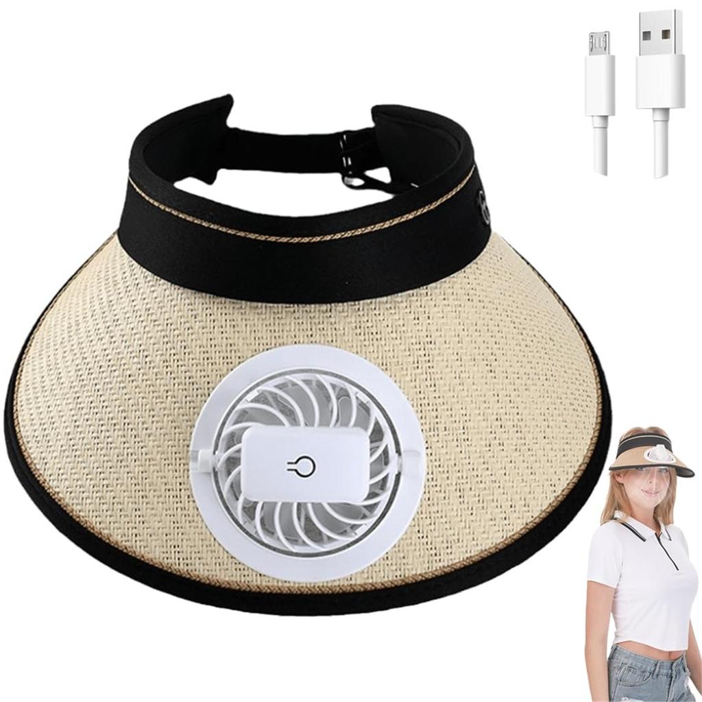 New Ultralight Solar Fan Sun Hat, UV Visor Hat With Rechargeable Fan, Beach Hat Adjustable Unisex Summer Hat