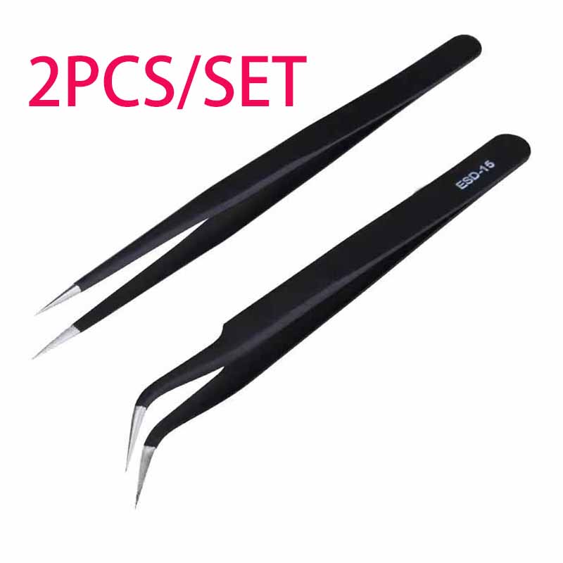 2 шт./лот антистатические прецизионные пинцеты набор из нержавеющей стали антистатические пинцеты электронные инструменты для ремонта ресниц дизайн ногтей пинцеты в форме птичьего гнезда