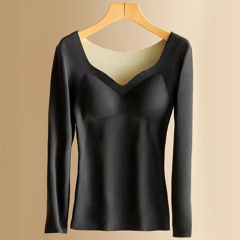 Женская термопижама из бархата с длинными рукавами и встроенной нагрудной подкладкой