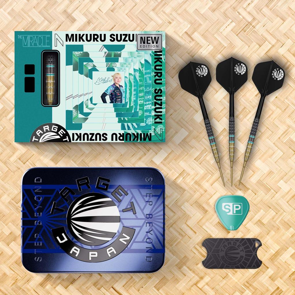 МИШЕНЬ ДЛЯ ДАРТСА TARGET THE MIRACLE GEN7.5 Miku Suzuki 95% Вольфрам K-Flex Swiss Point Стальной Наконечник Набор Дротиков K-Flex Оперения и Хвостовики СТАЛЬНЫЕ ДАРТСЫ (22g)