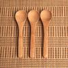 3 Pc DIY Kitchen Tea Jam Scoop Cooking Utensil Wooden Round Bamboo Spoon