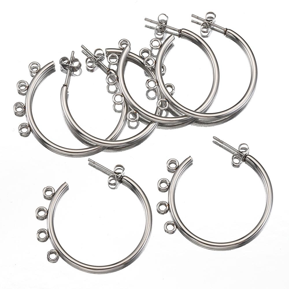10pcs Stainless Steel Porous Gold Plated C Shape Huggie Earring Posts Anti-allergy Ear Studs Earrings for Jewelry Making DIY