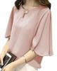 Unifisss Шифоновая короткая элегантная летняя однотонная пушистая женская блузка с рукавами-клеш, рукав, топ, удобная, рукава 5/8, смок, баллон, цвет,