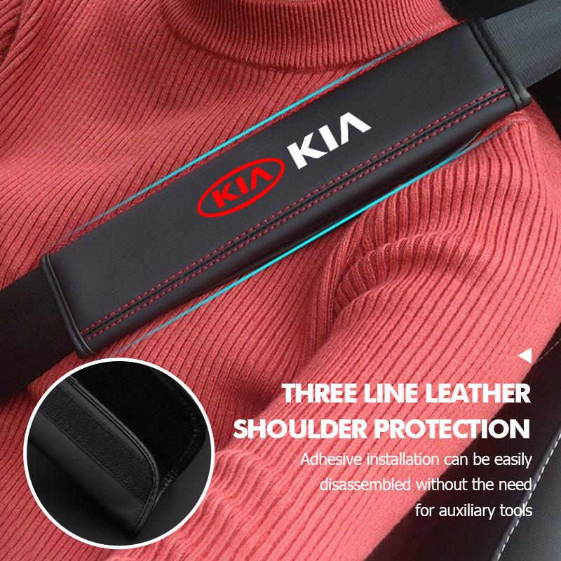 OWVZ1 For KIA Car Seat Belt Shoulder Pad Leather Shoulder Pad Accessories Ceed Sportage Rio K5 K2 Optima Cerato Venga Sedona