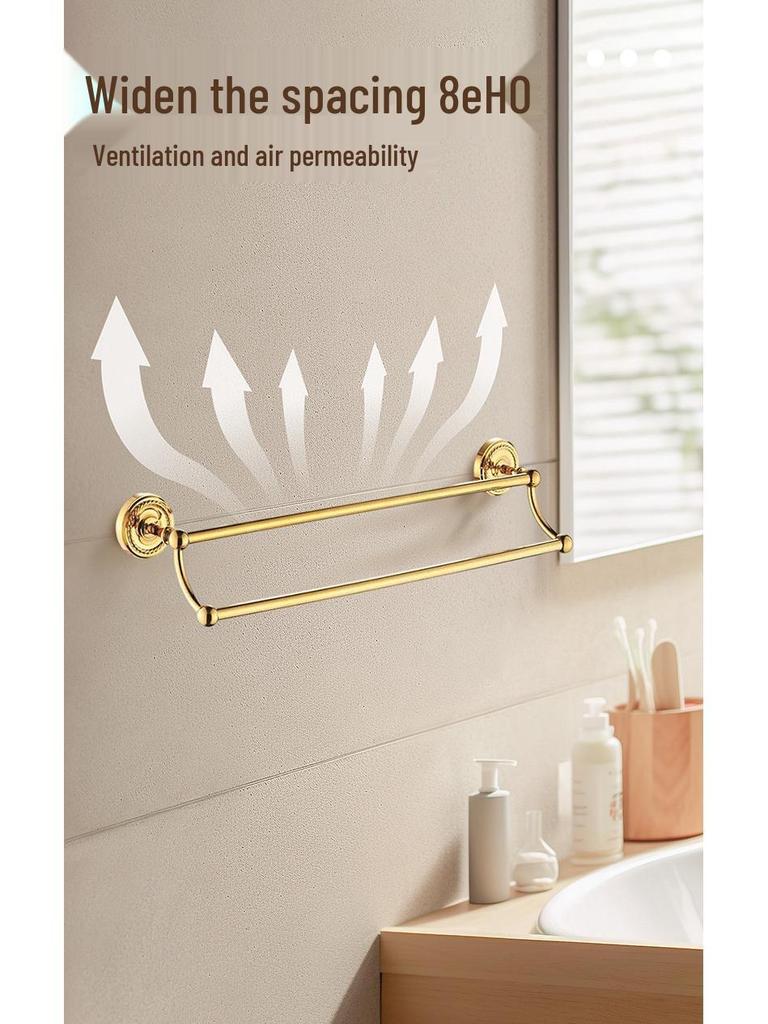 European Gold All-Copper Bathroom Towel Rack & Accessories Set