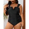 2025 Black Strapped Plus Size Swimwear Women Push Up One Piece Swimsuit Backless Summer Beach Big Bathing Suit
