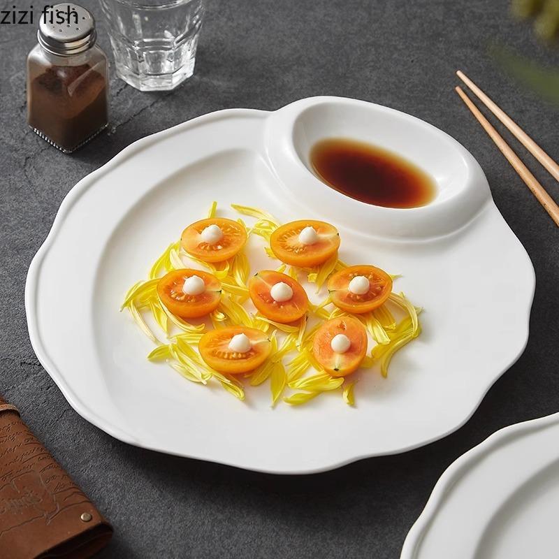 Solid Color Ceramic Shaped Plate Creative Dessert Dim Sum Plate Snack Plate Dumpling Plates Molecular Cuisine Hotel Tableware