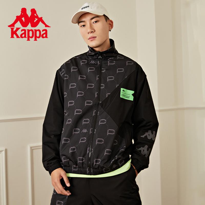 Kappa player's vintage woven jacket, couple's color blocked cardigan sweatshirt for men and women